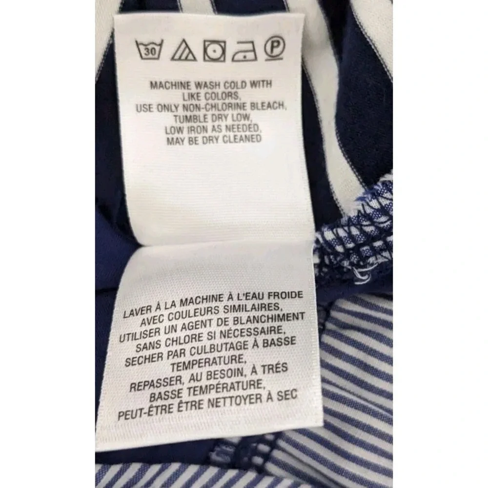 ANTHROPOLOGIE LITTLE YELLOW BUTTON Top Womens XS Navy Blue Built In Shirt N13 - Picture 9 of 10